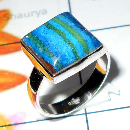 Rainbow calisilica G - RCP996-Fabulous Rainbow calsilica gems silver Rings wholesale Rainbow calisilica G - RCP996-Fabulous Rainbow calsilica gems silver Rings wholesale