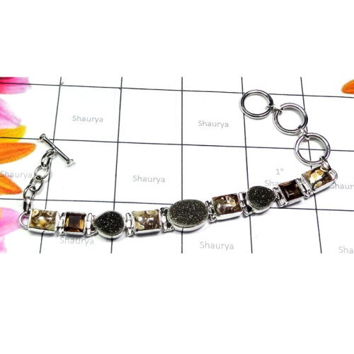 Turtella Jasper, Flat Druzy, Smokey, A - SPB963-Turtella Jasper, Smokey, Druzy, Made in 925 Silver Wholes