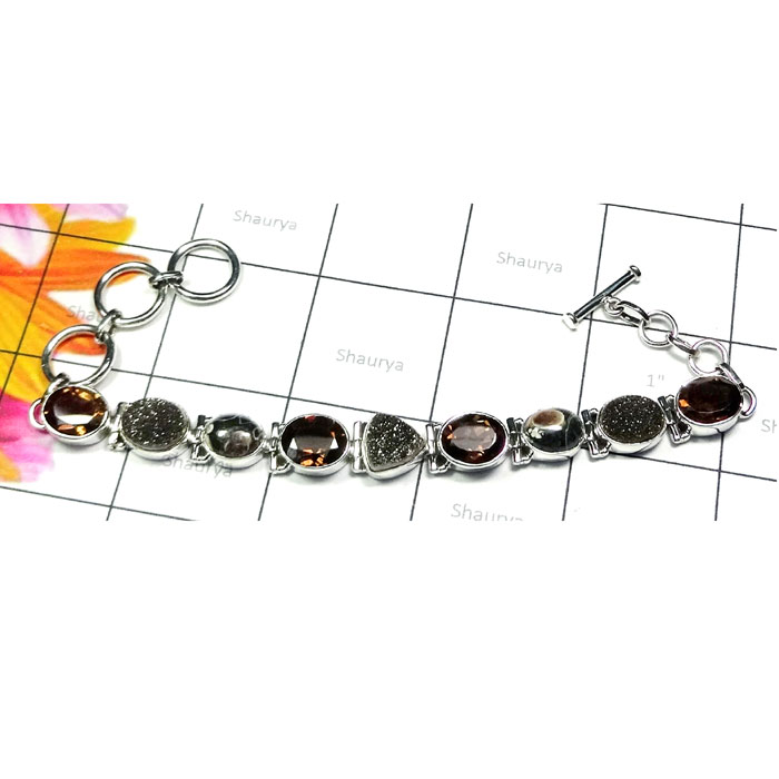 Turtella Jasper, Smokey, C - SPB963-Turtella Jasper, Smokey, Druzy, Made in 925 Silver Wholes