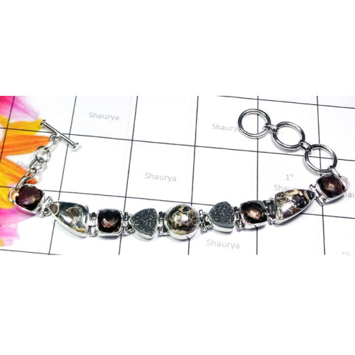 Turtella Jasper, Smokey O - SPB963-Turtella Jasper, Smokey, Druzy, Made in 925 Silver Wholes