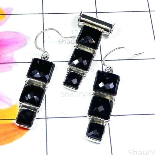 Black Onyx B - NDS960-New Design Lapis, Amethyst, Black Onyx Gemstone Earring P
