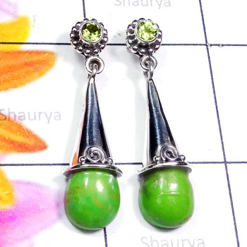 Green Turquoise A - SSE976-Cut with Cab Gemstone 925 Silver Manufacturer Designer St