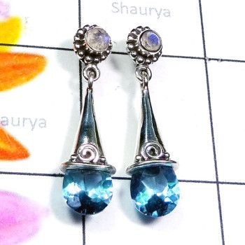 Blue Topaz H - SSE976-Cut with Cab Gemstone 925 Silver Manufacturer Designer St
