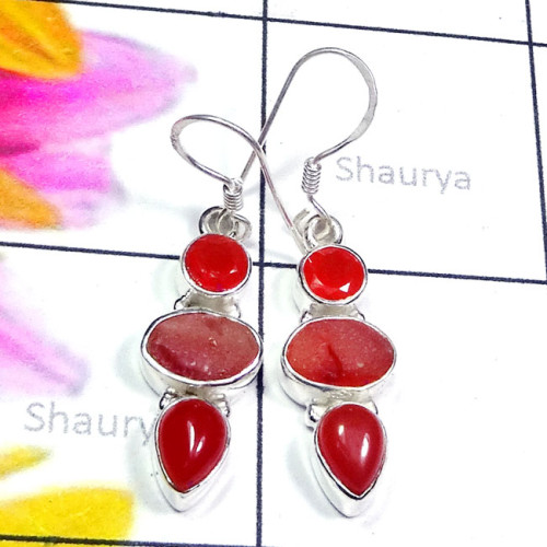 Carnelian O - SDE852-925 Exclusive Silver Mix Semiprecious Gemstone Earring