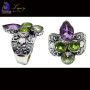 Multi Cut Gemstone A - FBJ981-Genuine Cut Gemstone Made in 925 Silver Oxidised Filigree