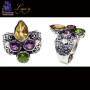 Multi Cut Gemstone B - FBJ981-Genuine Cut Gemstone Made in 925 Silver Oxidised Filigree