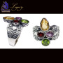 Multi Cut Gemstone C - FBJ981-Genuine Cut Gemstone Made in 925 Silver Oxidised Filigree