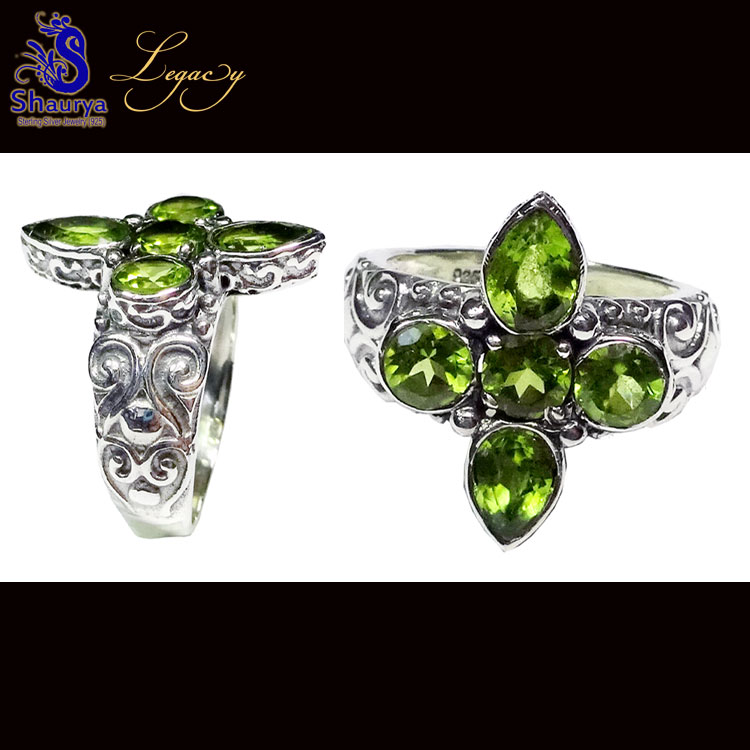 Peridot E - FBJ981-Genuine Cut Gemstone Made in 925 Silver Oxidised Filigree Peridot E - FBJ981-Genuine Cut Gemstone Made in 925 Silver Oxidised Filigree