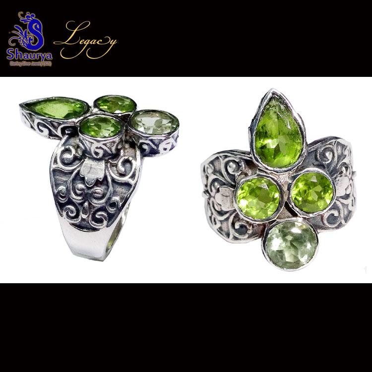 Peridot O - FBJ981-Genuine Cut Gemstone Made in 925 Silver Oxidised Filigree Peridot O - FBJ981-Genuine Cut Gemstone Made in 925 Silver Oxidised Filigree