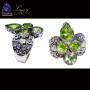 Peridot O - FBJ981-Genuine Cut Gemstone Made in 925 Silver Oxidised Filigree