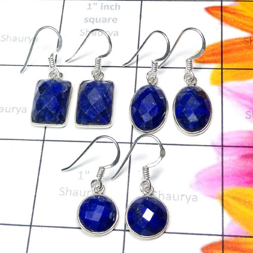 3 Prs Lapis O - SBP945-3 Prs Earring n 5 Pcs Pendant 925 Silver with Lapis Cut B 3 Prs Lapis O - SBP945-3 Prs Earring n 5 Pcs Pendant 925 Silver with Lapis Cut B