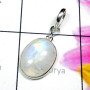 Rainbow G - BPS985-925 Sterling Silver Genuine Gemstone Bezel Pendant
