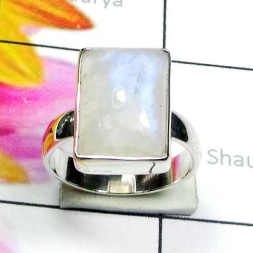 Rainbow cab A - PSR924-925 Plain Silver Cab Gemstone Stunning Ring