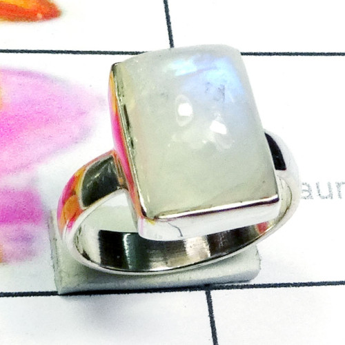 Rainbow cab C - PSR924-925 Plain Silver Cab Gemstone Stunning Ring
