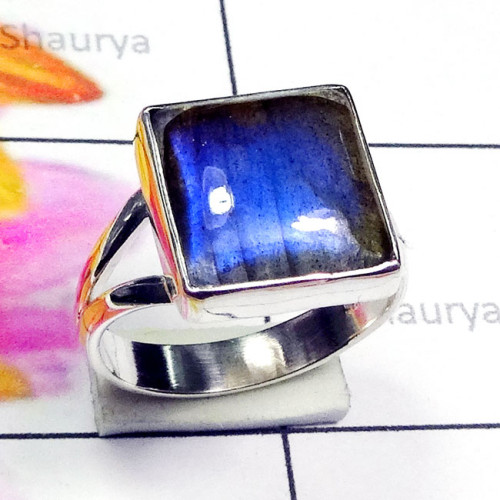 Labradorite cab O - PSR924-925 Plain Silver Cab Gemstone Stunning Ring