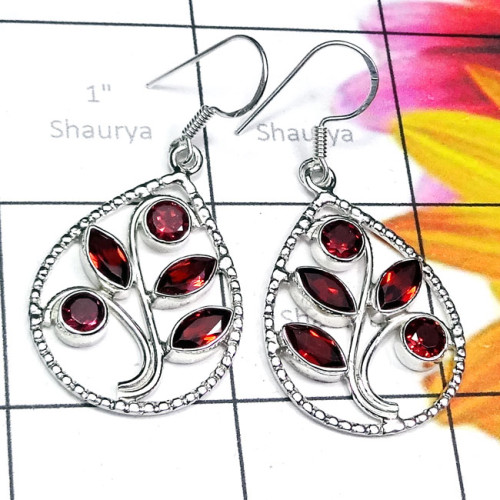 Garnet D - SDE844-Exclusive 925 Silver with Genuine Gemstone Handmade Desig