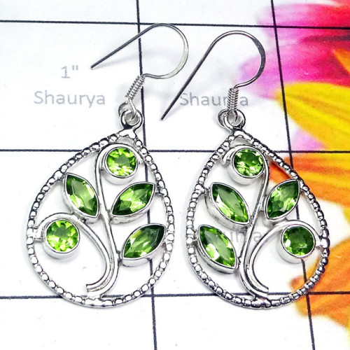 Peridot E - SDE844-Exclusive 925 Silver with Genuine Gemstone Handmade Desig