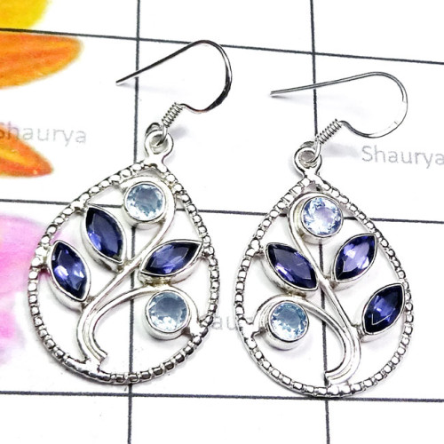Multi Cut Gemstone G - SDE844-Exclusive 925 Silver with Genuine Gemstone Handmade Desig