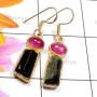 Tourmaline Rough B - RGE979-Rough Gemstone 925 Silver Gold Plated Handmade Earring