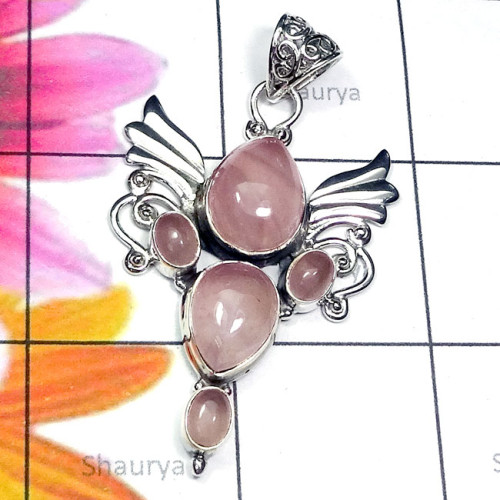 Rose Quartz A - SD775-Exclusive 925 Silver Semiprecious Gemstone Handmade Wholes