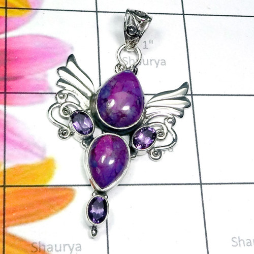 Purple Turquoise B - SD775-Exclusive 925 Silver Semiprecious Gemstone Handmade Wholes