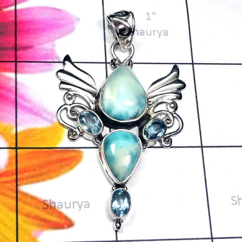 Larimar D - SD775-Exclusive 925 Silver Semiprecious Gemstone Handmade Wholes