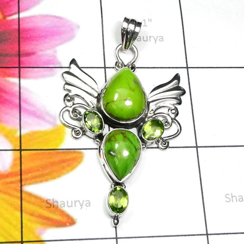 Green Turquoise F - SD775-Exclusive 925 Silver Semiprecious Gemstone Handmade Wholes
