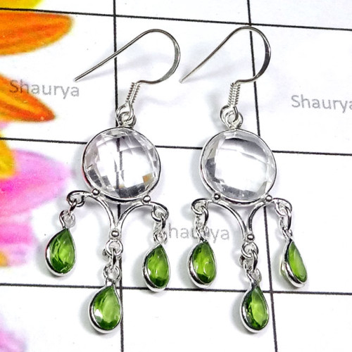 Crystal O - BZE939-Malachite, Crystal, Peridot, Labradorite, 925 Plain Silve