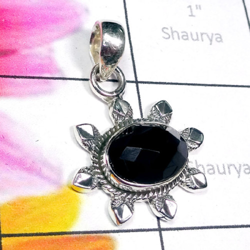 Black Onyx Cut I - SD762-Genuine Cut n Cab Gemstone 925 Silver Manufacturer Designe
