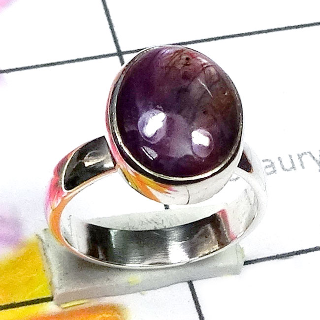 Star Ruby O - DSR998-925 Plain Silver Star Ruby Trendy Ring Star Ruby O - DSR998-925 Plain Silver Star Ruby Trendy Ring
