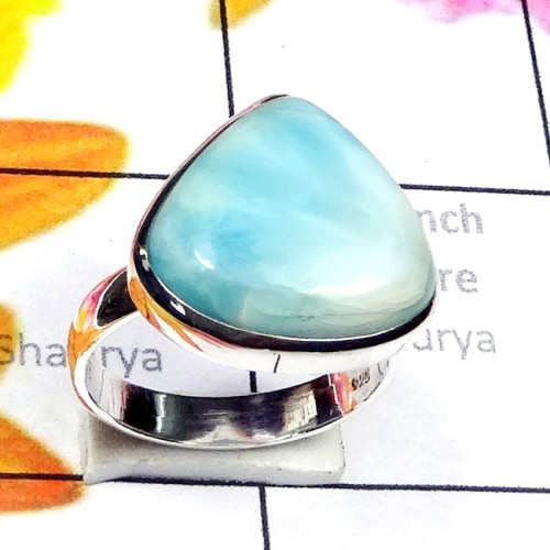 Larimar F - LDS993-Beautiful Larimar With 925 Silver Stunning Ring Larimar F - LDS993-Beautiful Larimar With 925 Silver Stunning Ring