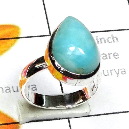 Larimar G - LDS993-Beautiful Larimar With 925 Silver Stunning Ring Larimar G - LDS993-Beautiful Larimar With 925 Silver Stunning Ring