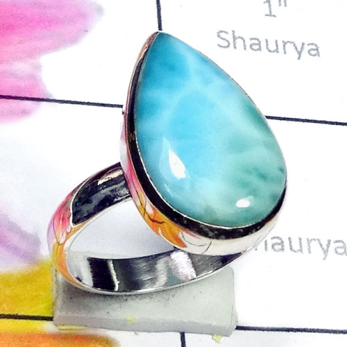 Larimar O - LDS993-Beautiful Larimar With 925 Silver Stunning Ring Larimar O - LDS993-Beautiful Larimar With 925 Silver Stunning Ring
