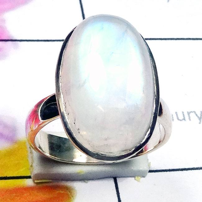 Rainbow C - PSR920-Cab Rainbow Moonstone Made in 925 Silver Elegant Ring Rainbow C - PSR920-Cab Rainbow Moonstone Made in 925 Silver Elegant Ring