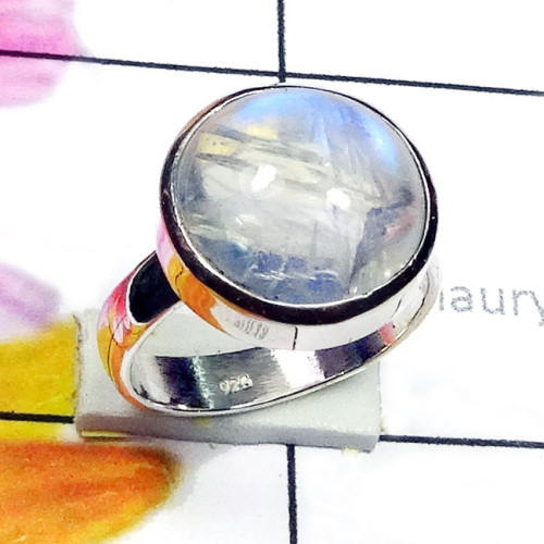 Rainbow D - PSR920-Cab Rainbow Moonstone Made in 925 Silver Elegant Ring Rainbow D - PSR920-Cab Rainbow Moonstone Made in 925 Silver Elegant Ring