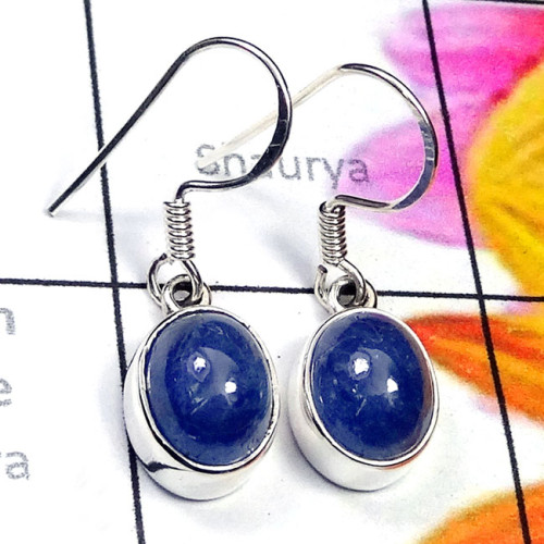 Tanzanite C - SPE973-Beautiful Tanzanite Made in 925 Silver Plain Earring Tanzanite C - SPE973-Beautiful Tanzanite Made in 925 Silver Plain Earring