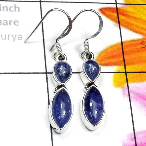 Tanzanite D - SPE973-Beautiful Tanzanite Made in 925 Silver Plain Earring Tanzanite D - SPE973-Beautiful Tanzanite Made in 925 Silver Plain Earring