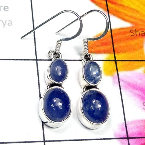 Tanzanite F - SPE973-Beautiful Tanzanite Made in 925 Silver Plain Earring Tanzanite F - SPE973-Beautiful Tanzanite Made in 925 Silver Plain Earring