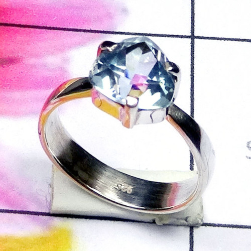 Blue Topaz D - SPR979-Cut Gemstone 925 Manufacturer Prong Setting Ring