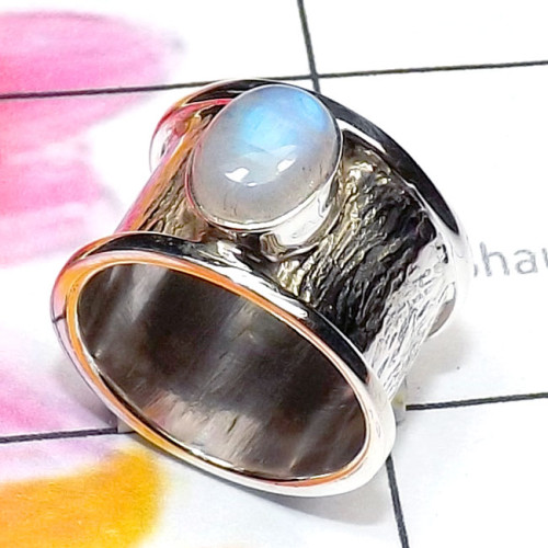Rainbow Moonstone E - SDR826-Charoite, Apatite, Larimar, 925 Sterling Silver Designer Rainbow Moonstone E - SDR826-Charoite, Apatite, Larimar, 925 Sterling Silver Designer