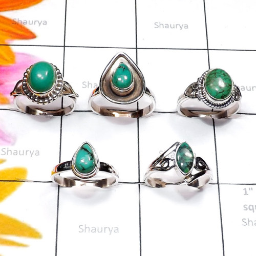 Tibet Turquoise E - RBS985-Tibet Turquoise 925 Silver Manufacturer 5 Pcs Baby Ring Tibet Turquoise E - RBS985-Tibet Turquoise 925 Silver Manufacturer 5 Pcs Baby Ring