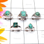 Tibet Turquoise O - RBS985-Tibet Turquoise 925 Silver Manufacturer 5 Pcs Baby Ring