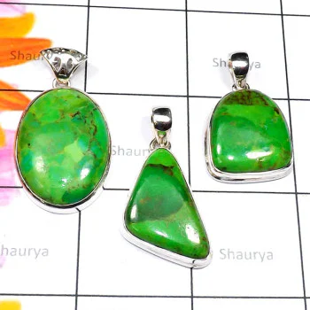 Green Turquoise A - SGT996-925 Sterling Silver Cab Green Turquoise 3 Pcs Stunning Wh Green Turquoise A - SGT996-925 Sterling Silver Cab Green Turquoise 3 Pcs Stunning Wh