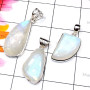 Rainbow Moonstone O - RNB998-Fancy Shape Rainbow Moonstone Cab 925 Silver 3 Pcs Stunni