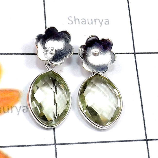 Green Amethyst O - SSE974-Cut Gemstone 925 Silver Manufacturer Lightweight Bezel St