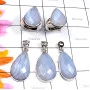 Blue Lace Agate B - BLC997-Blue Lace Agate 925 Silver 2 Pcs Ring n 3 Pcs Pendant Who