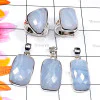 Blue lace Agate O - BLC997-Blue Lace Agate 925 Silver 2 Pcs Ring n 3 Pcs Pendant Who