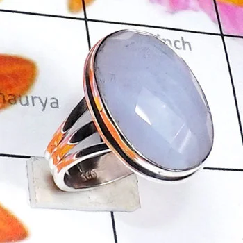 Blue Lace Agate B - BLC996-Exclusive 925 Silver Blue Lace Agate Cab Fancy Shape Stun