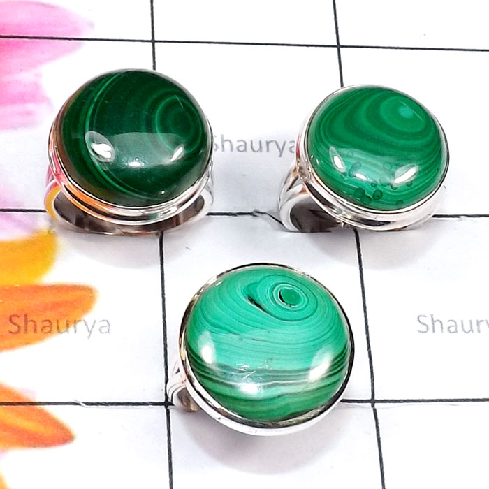 Malachite D - SVP919-Cab Malachite 3 Pcs 925 Silver Manufacturer Wholesale Rin Malachite D - SVP919-Cab Malachite 3 Pcs 925 Silver Manufacturer Wholesale Rin