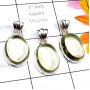 Green Amethyst B - SVP913-Semiprecious Cab Green Amethyst 925 Silver 3 Pcs Trendy P